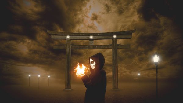fire,land of fire,woman in black,a woman on fire,artwork,graphic designer