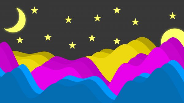 day,stars,Moon,minimalistic,night,8k