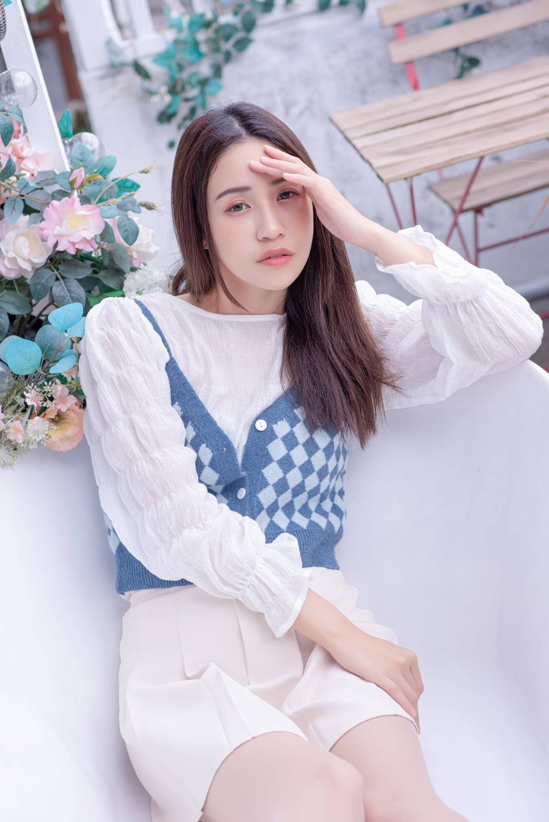 blau, Checker, stricken, Mini, Rock, Weste