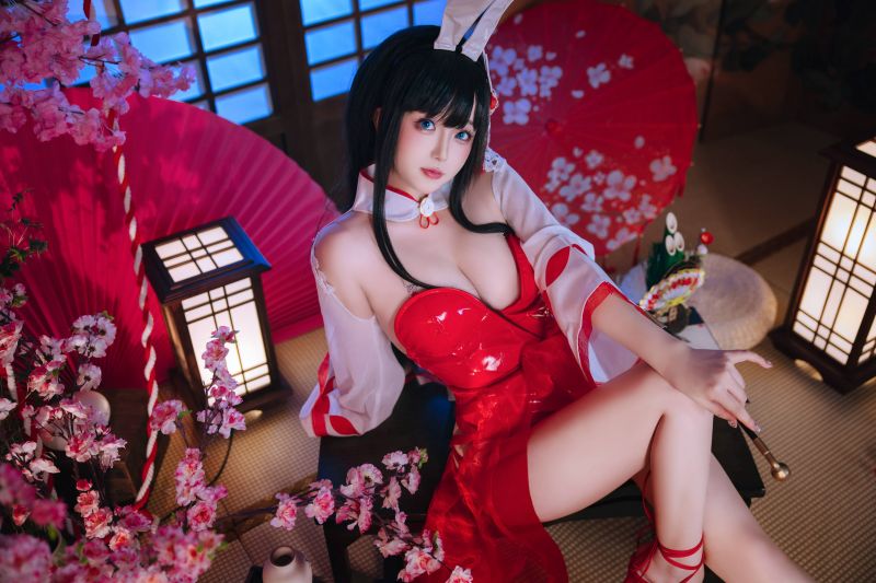 blossom,bunny,cherry,cosplay,ears,indoors
