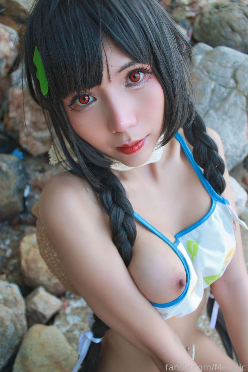 asiatisk,strand,bikini,fletninger,cosplay,nuttet