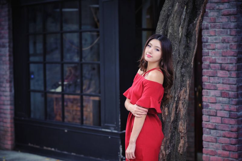 šaty,vypnuto,Červené,rameno