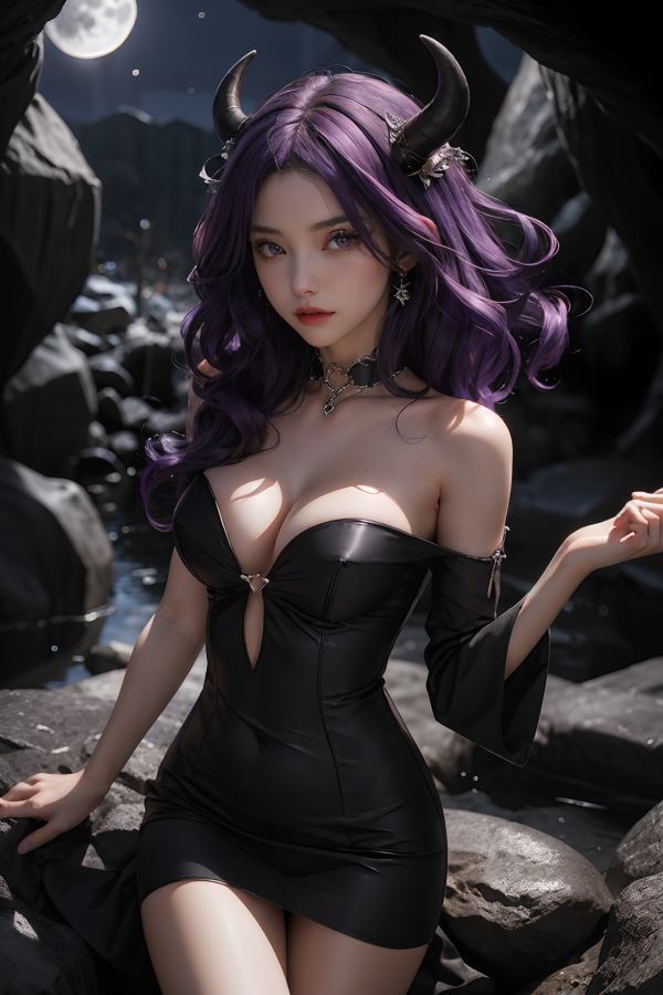 ai art,AI Girl,AIGC,black dress,breast,choker