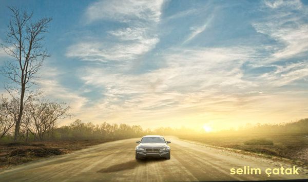 yellow,tree,cloud,car,way,landscape
