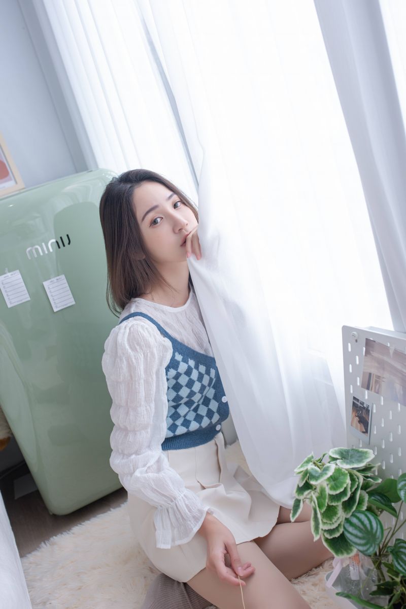 blau, Checker, stricken, Mini, Rock, Weste