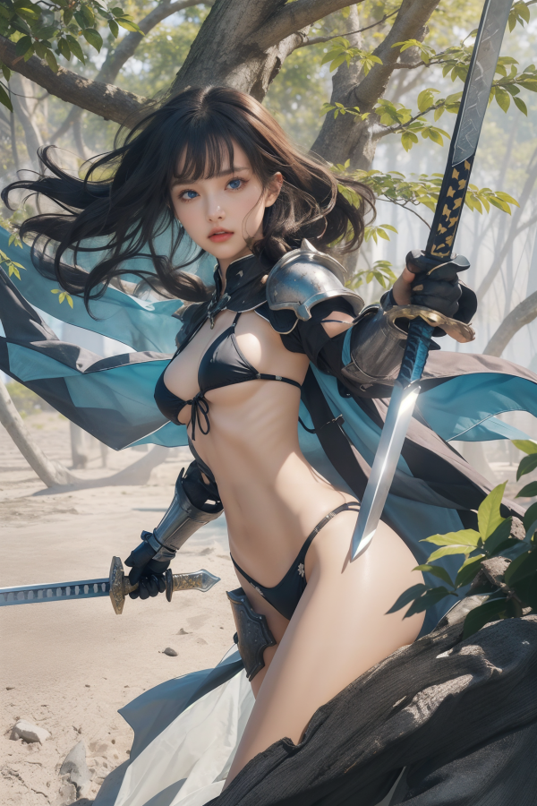 armor,bikini,breasts,cape,cleavage,girl