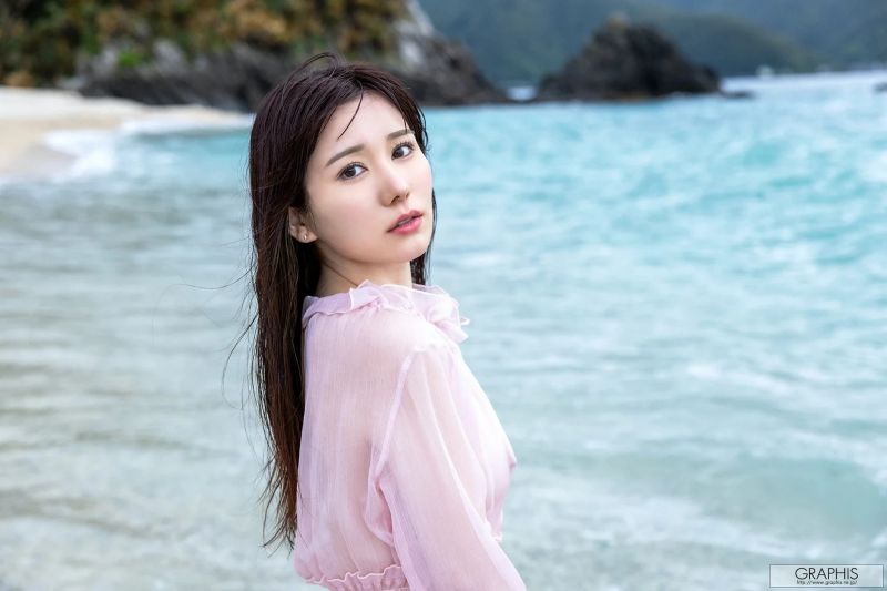 asiatisk,strand,legeme,chiffon,nuttet,kjole