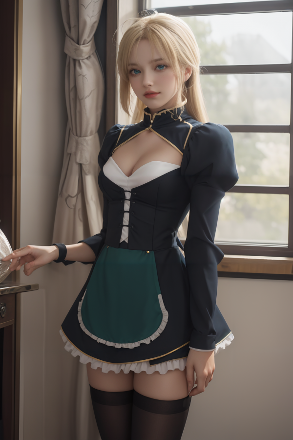 AIGC,anime girls,Artoria Pendragon,beautiful,breasts,cleavage