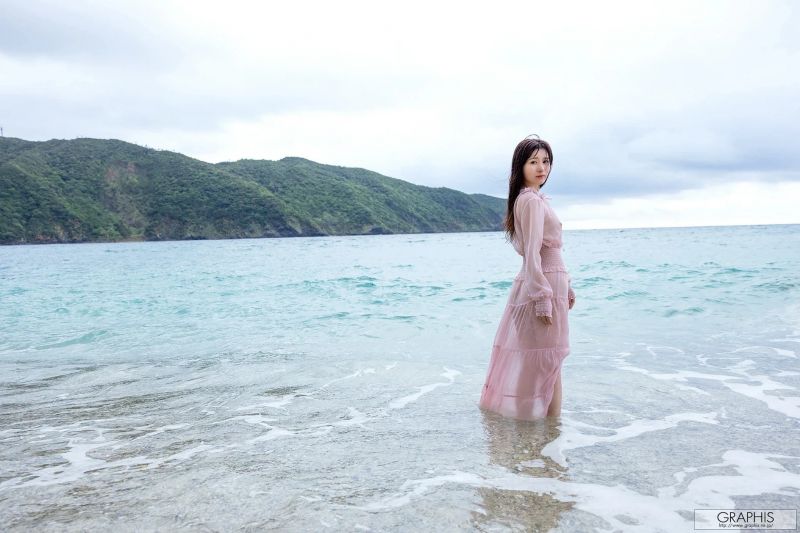 asiatisk,strand,legeme,chiffon,nuttet,kjole