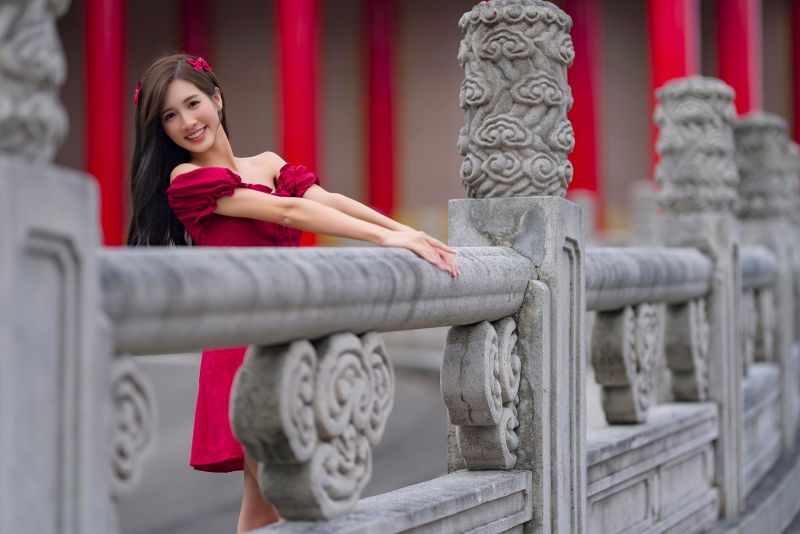 asijský,ruce,šaty,usměj se