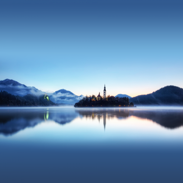 blue,dreamy,lake,island,lighthouse