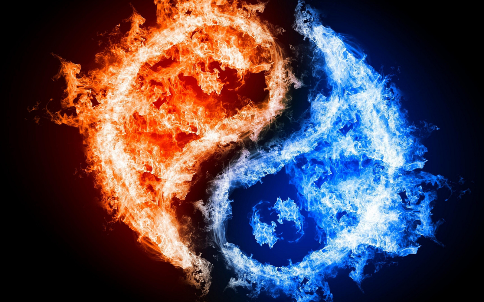 abstraktní, modrý, oheň, hd, Červené