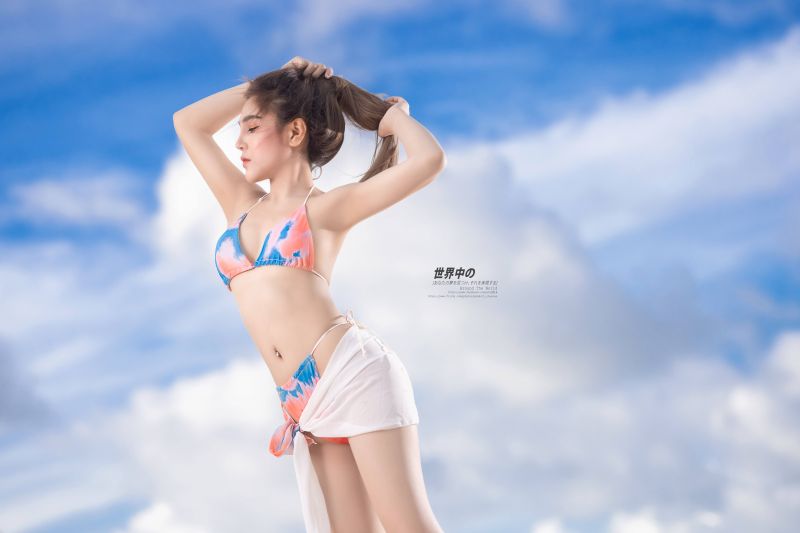 asijský,pláž,Krásná,modrý,barvitý,den