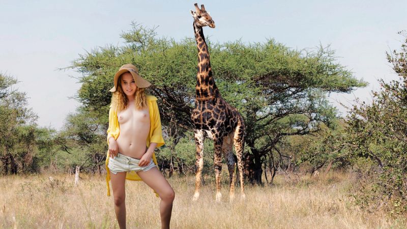 Afrika,prsa,žirafa,čepice,model,bradavky