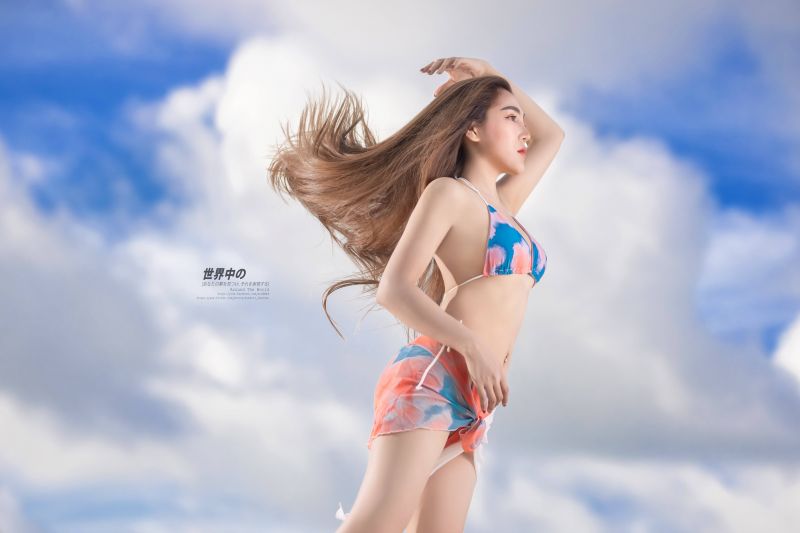 asijský,pláž,Krásná,modrý,barvitý,den