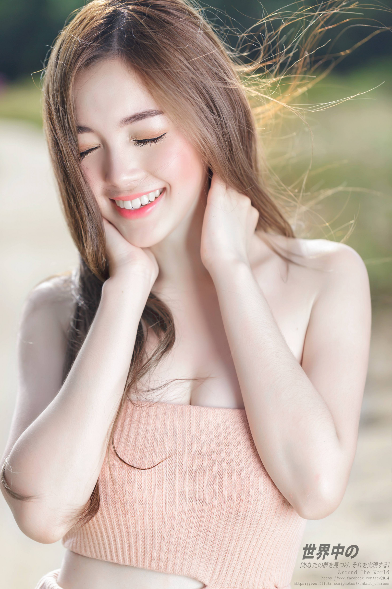 asiático, linda, niña, sexy