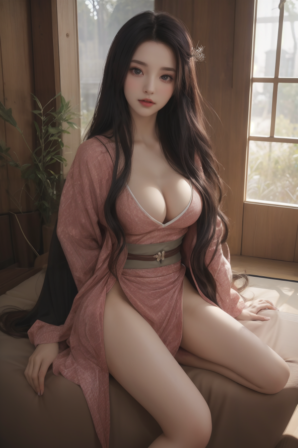 AIGC,beautiful,breasts,cleavage,cosplay,Demon Slayer