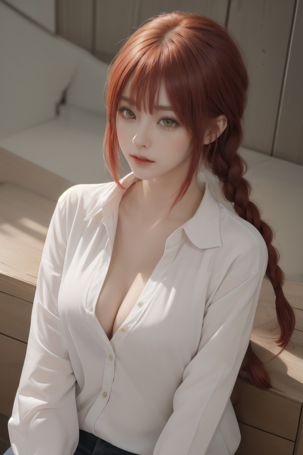 AIGC, anime girls, beautiful, breasts, Chainsaw Man, cleavage