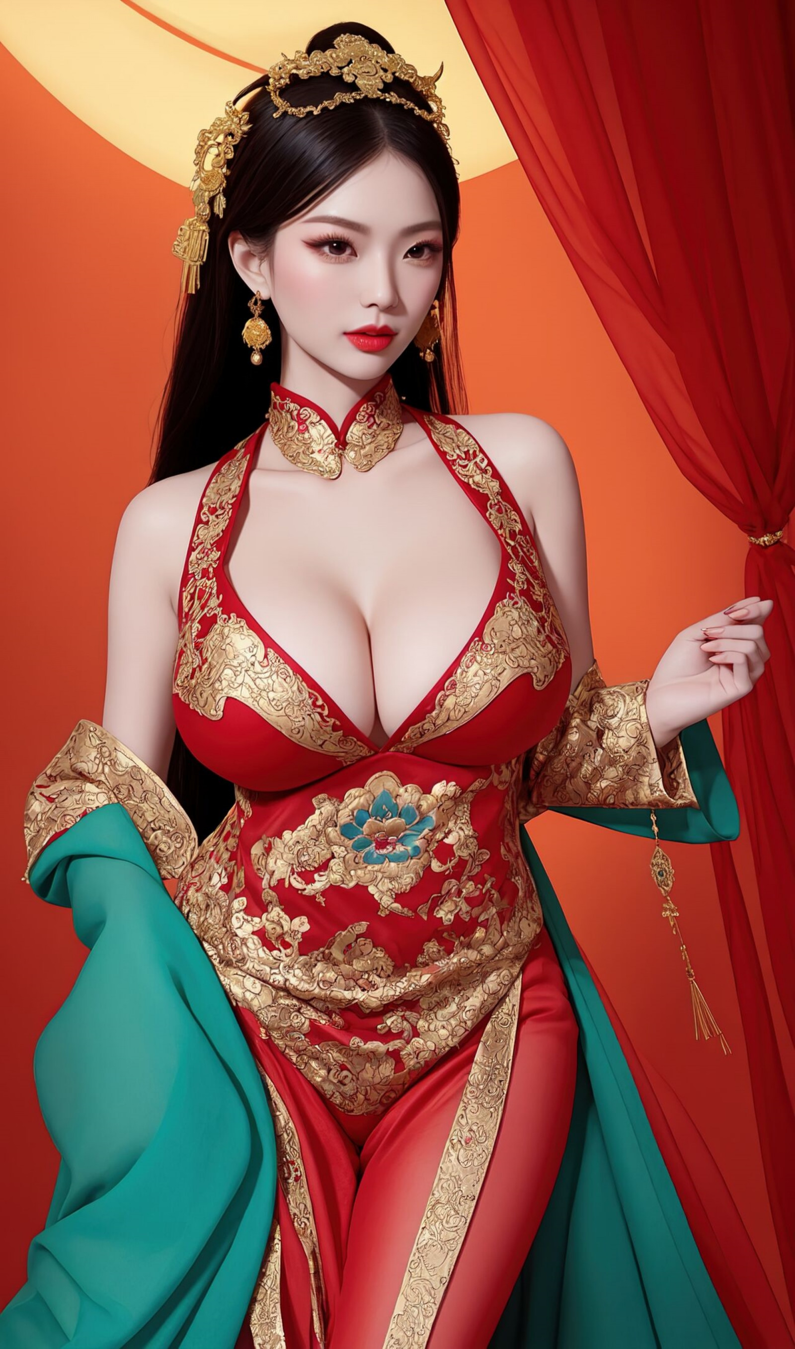 ai art, AI generated, asiatico, tette, sfaldamento, fantasia, ragazza, sexy