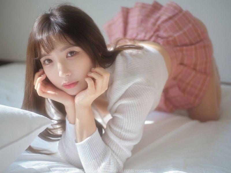 asijský,oříznutí,uvnitř,plést,Mini sukně,růžový