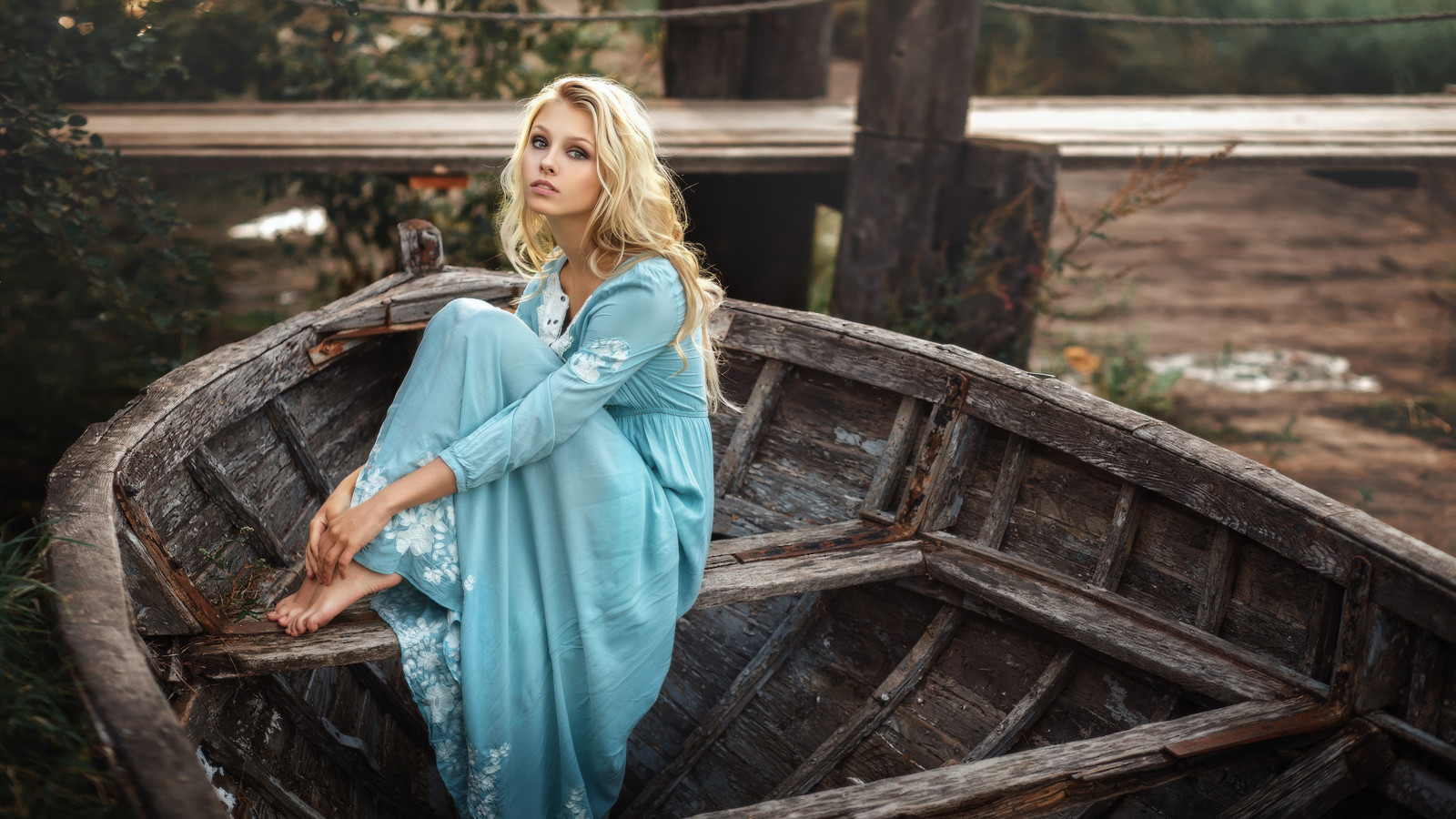 ai, barefoot, blonde, fix, long hair, model, outdoors, people, portrait, women