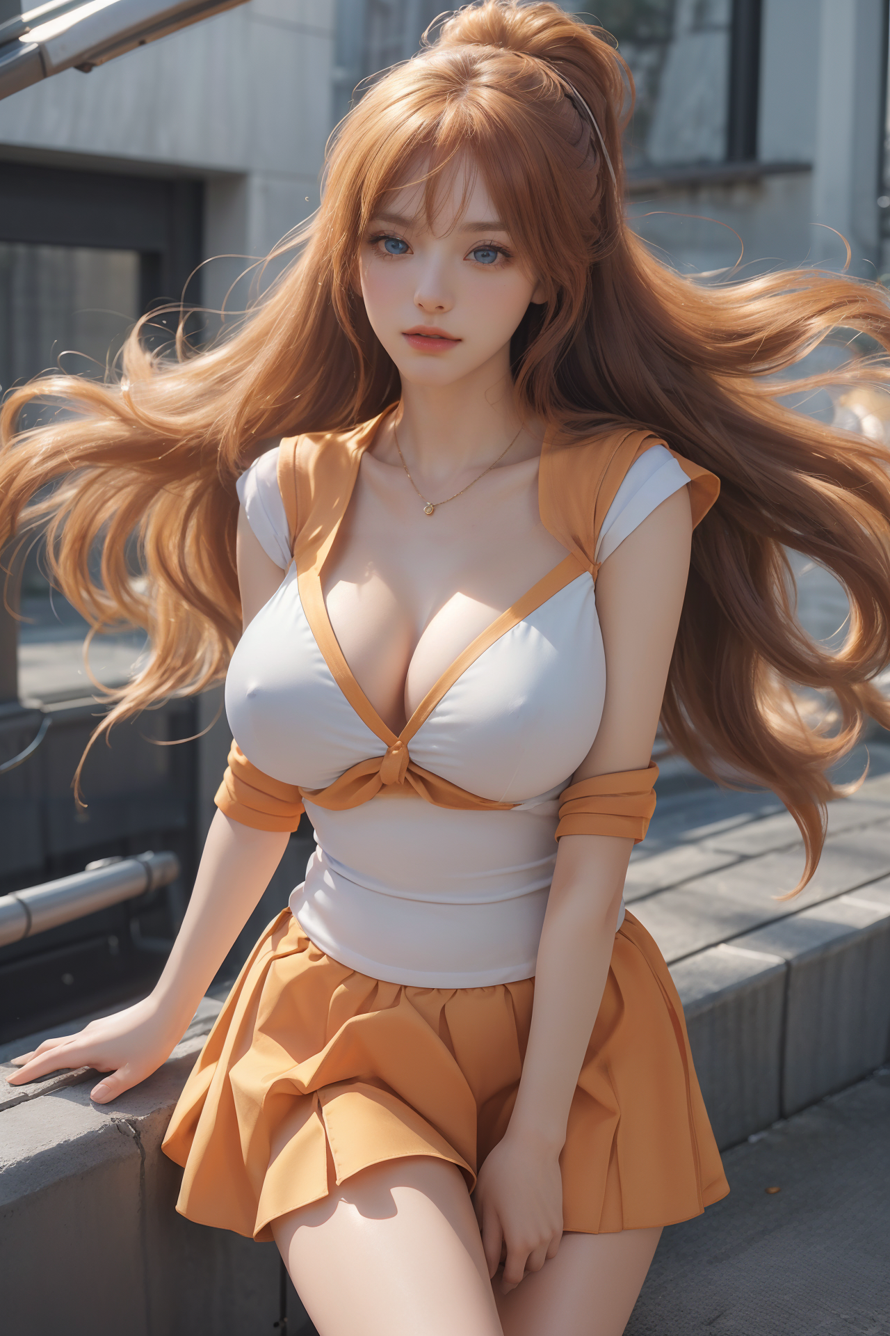 AIGC, anime girls, beautiful, cleavage, cosplay, female, girl, long hair, Sailor Moon, Sailor Venus, sweet
