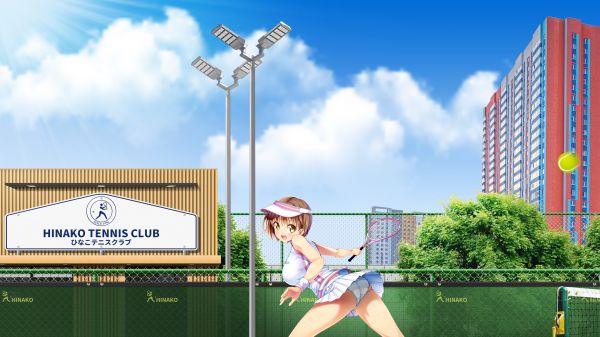 Mädchen,Frau,Gebäude,Himmel,Tennis,Tennisplatz