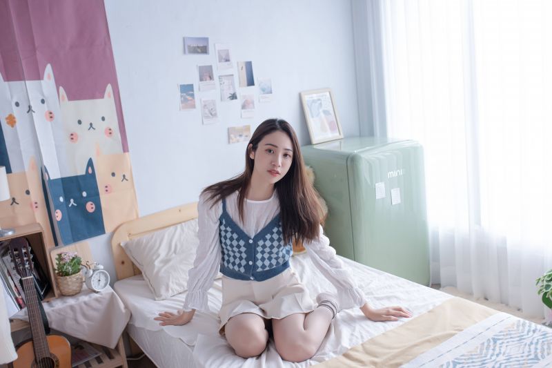 modrý,kontrolor,plést,mini,sukně,vesta