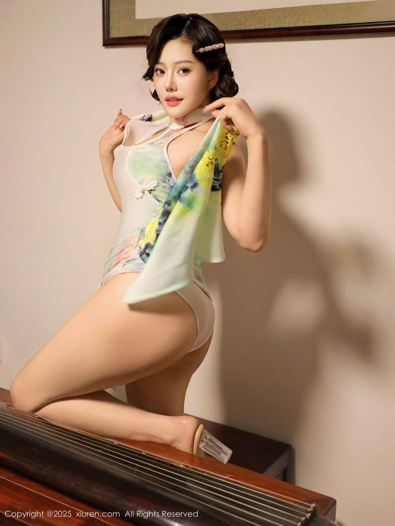 asijský, pryč, Pozadí, cheongsam, temný, šaty