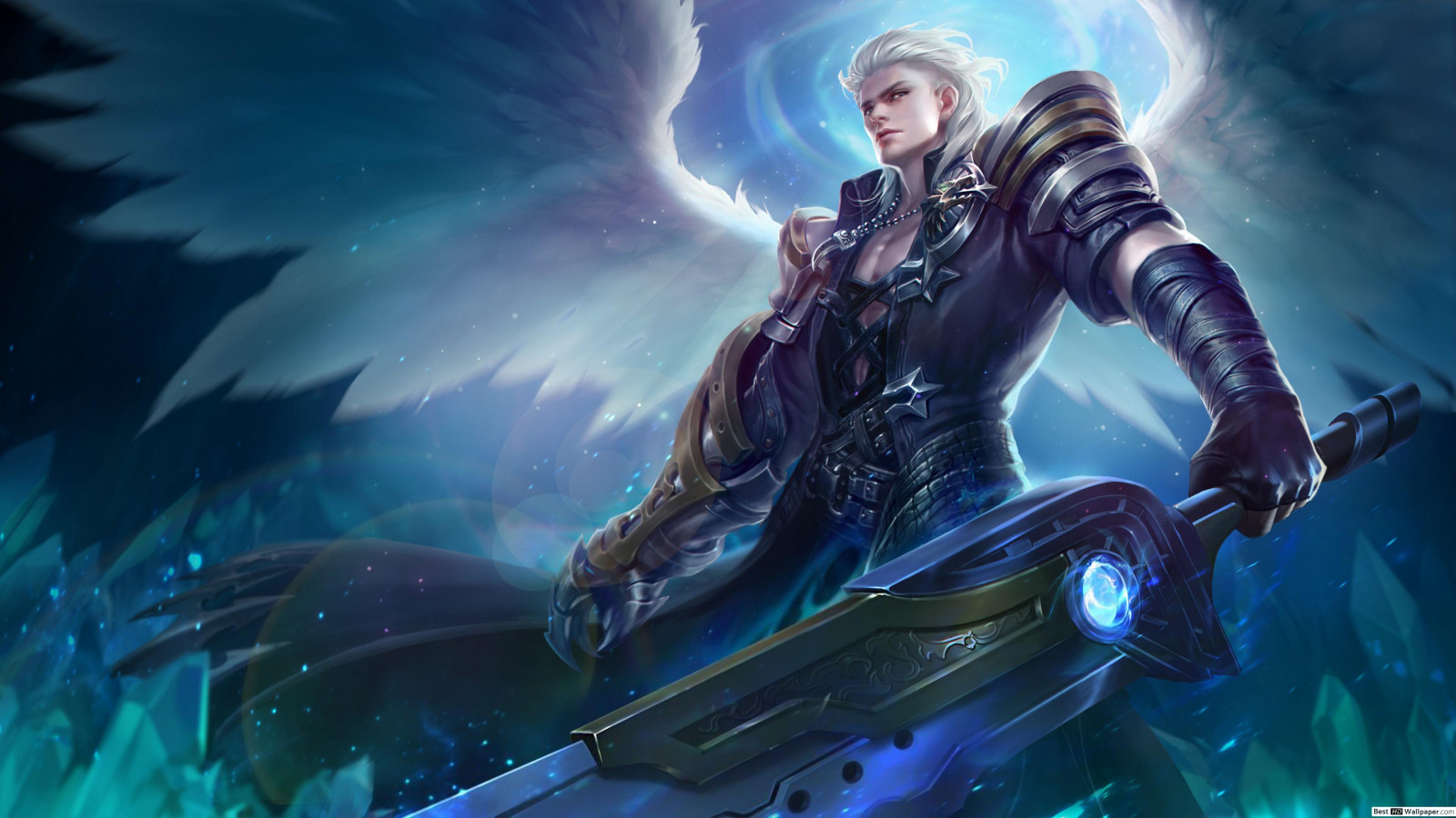 Mobile Legends, Alucard, hra, Skins, křídla, mrak, modrý, nebe, kreslená pohádka, cg artwork, UMĚNÍ, petrolejově modrá, prostor, tma, fiktivní postava, ilustrace, grafický design, akční adventura, grafika