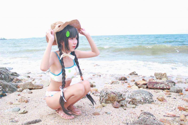 Asian, beach, bikini, braids, cosplay, cute Asian, beach, bikini, braids, cosplay, cute