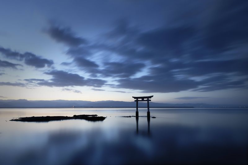 KUNST,asiatisk,bambus,sort og hvid,blå,ceremoni