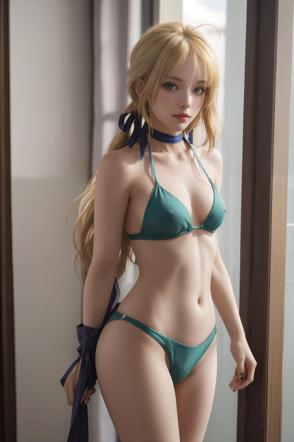 AIGC,anime girls,Artoria Pendragon,beautiful,breasts,cleavage