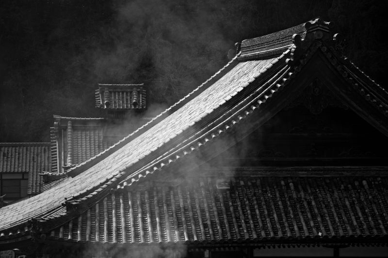 KUNST,asiatisk,bambus,sort og hvid,blå,ceremoni