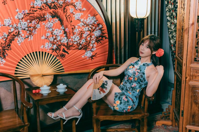 Blå kjole,langt hår,tanghulu,kvinde