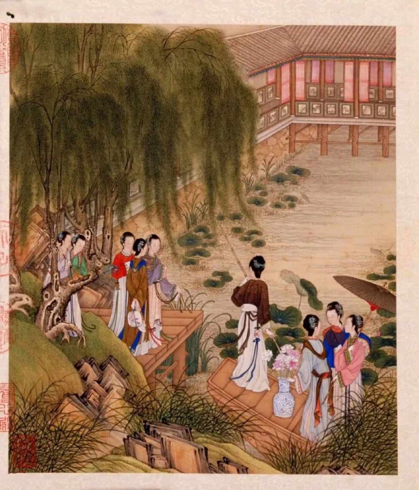 starověký, Čína, malování, umělecká díla