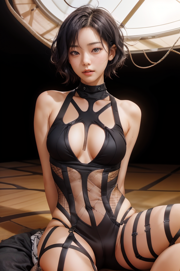 sexy,streaked hair,woman,fishnet