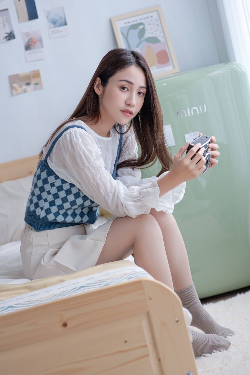 modrý,kontrolor,plést,mini,sukně,vesta