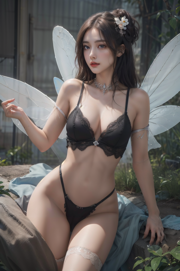 AIGC, beautiful, breasts, cleavage, cosplay, fairy
