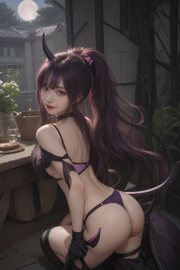 AIGC,black bikini,ai art,AI Girl,back,bikini