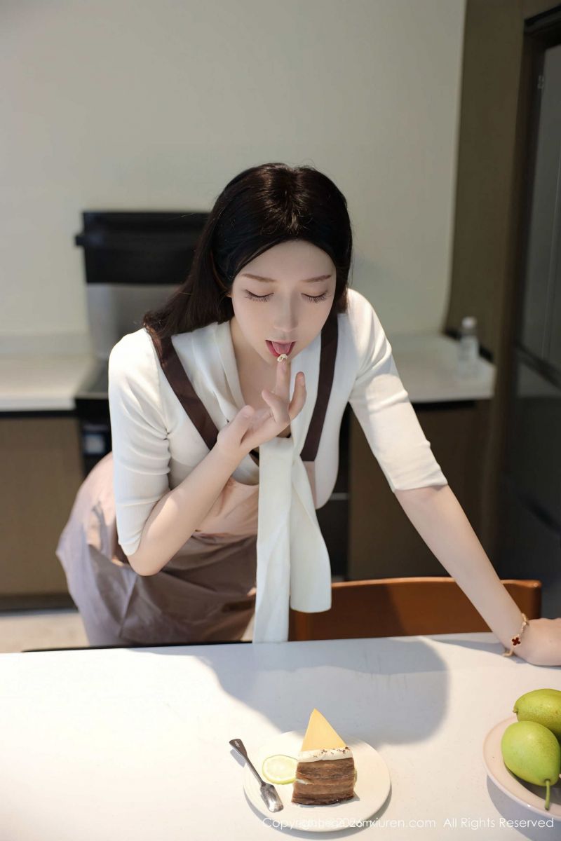 forklæde, skranke, frugt, køkken, halskæde, stående