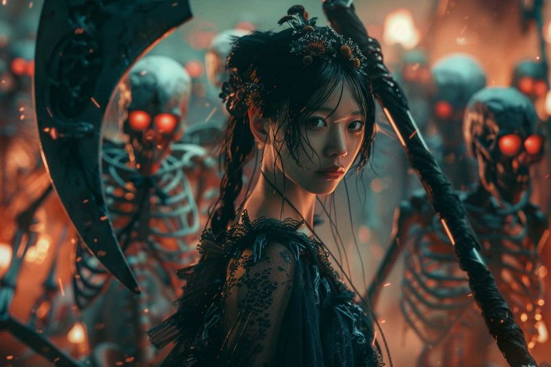 ai,mørk fantasi,Le,skeletter,kranier,kriger