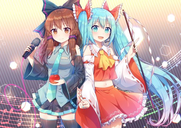 Harukei Reimu,Hatsune Miku,miku,reimu,hatsune,Harukei