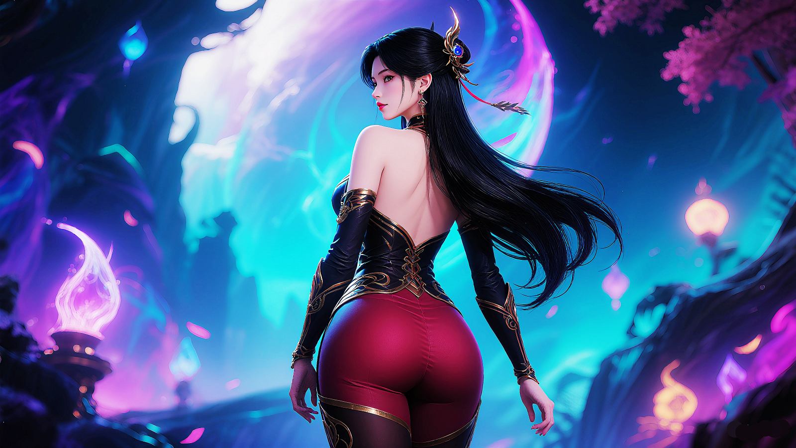 menina, outono, Sexy