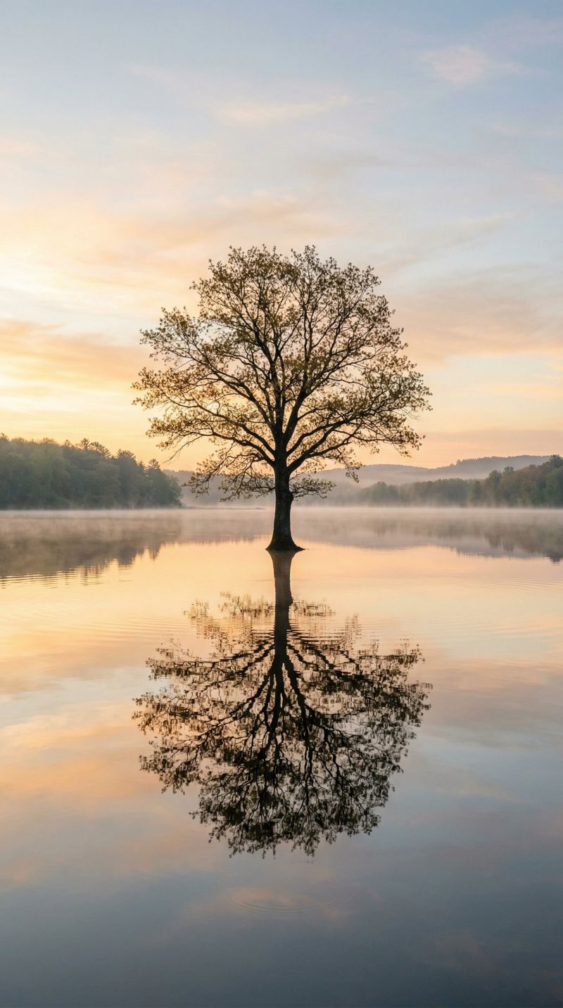berolige,minimalisme,natur,afspejling,ensomhed,solopgang