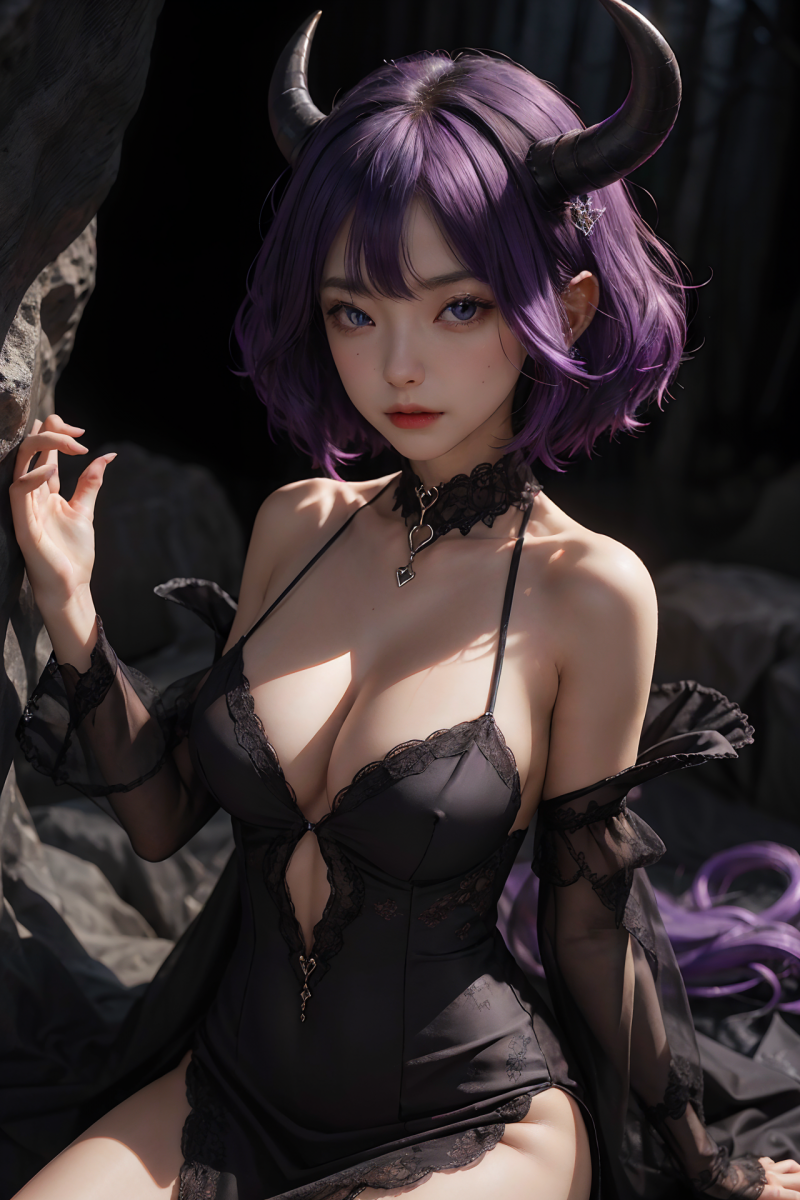 ai art,AI Girl,AIGC,zwarte jurk,borst,choker