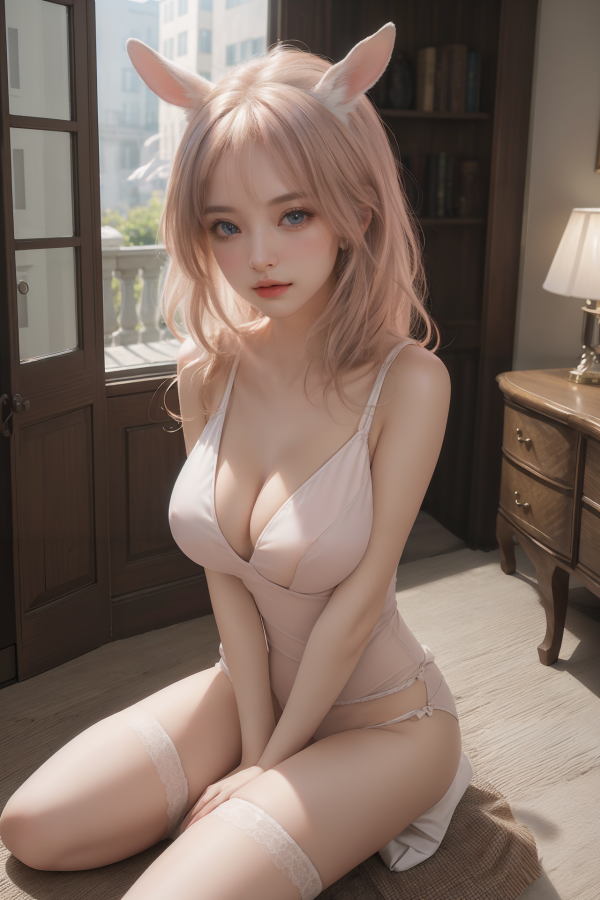 AIGC,beautiful,breasts,bunny,cleavage,cosplay