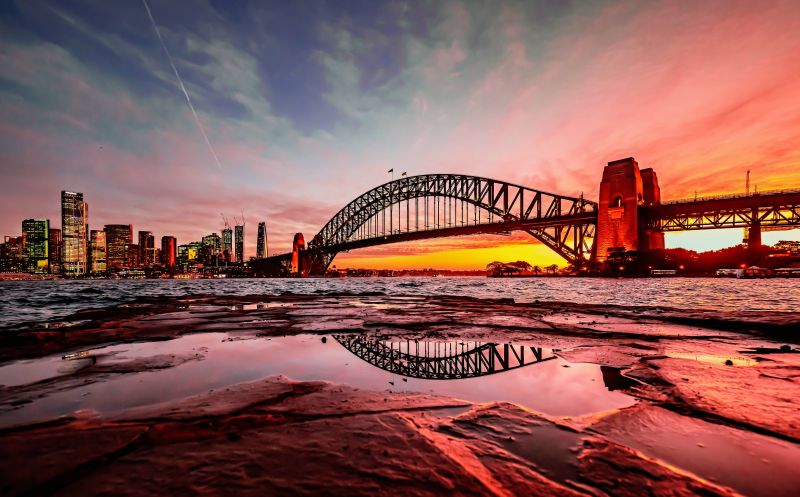 letadlová loď, architektura, modrá obloha, bokeh, most, světla města