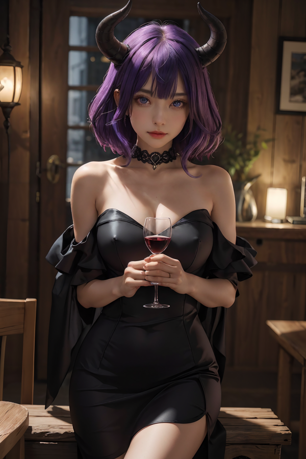 ai art,AI Girl,AIGC,black dress,breast,choker