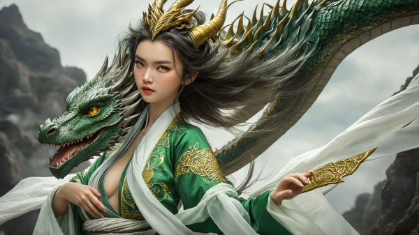 dragon,black hair,girl,sexy